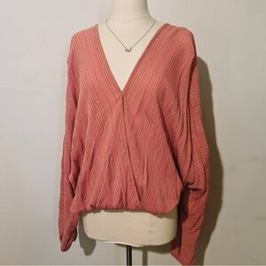 Daytrip by Buckle Faux Wrap Shimmer Stripe Blouse